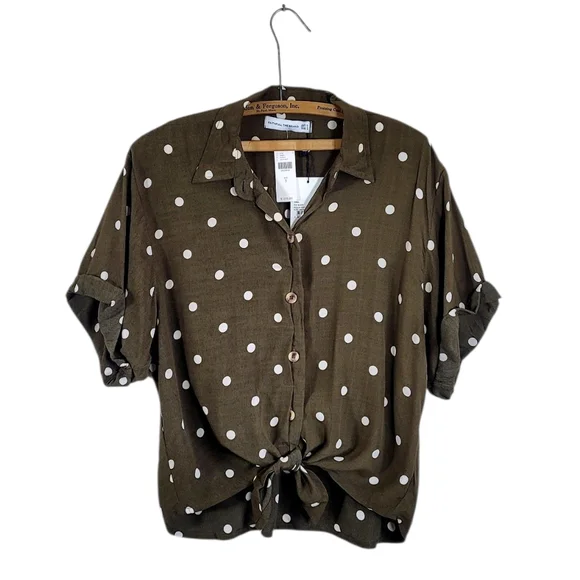 NWT FAITHFULL THE BRAND Rio Shirt Tie Front Relaxed Fit Ronja Polka Dot Small - Picture 12 of 13